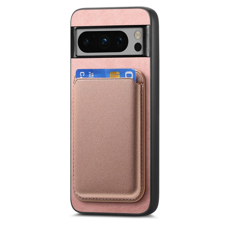B2 For Google Pixel 8 Pro Case Card Bag Magnetic Phone Cover Detachable 2-in-1 - Rose Gold