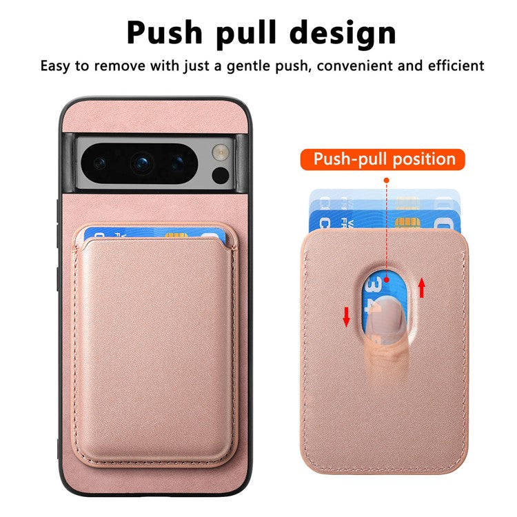 B2 For Google Pixel 8 Pro Case Card Bag Magnetic Phone Cover Detachable 2-in-1 - Rose Gold