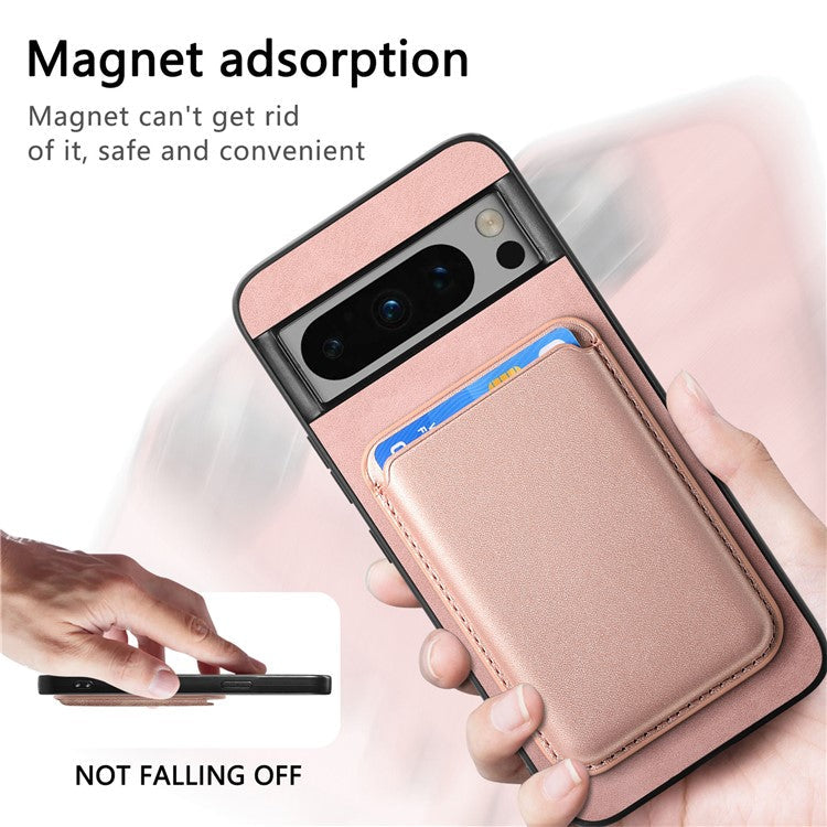 B2 For Google Pixel 8 Pro Case Card Bag Magnetic Phone Cover Detachable 2-in-1 - Rose Gold