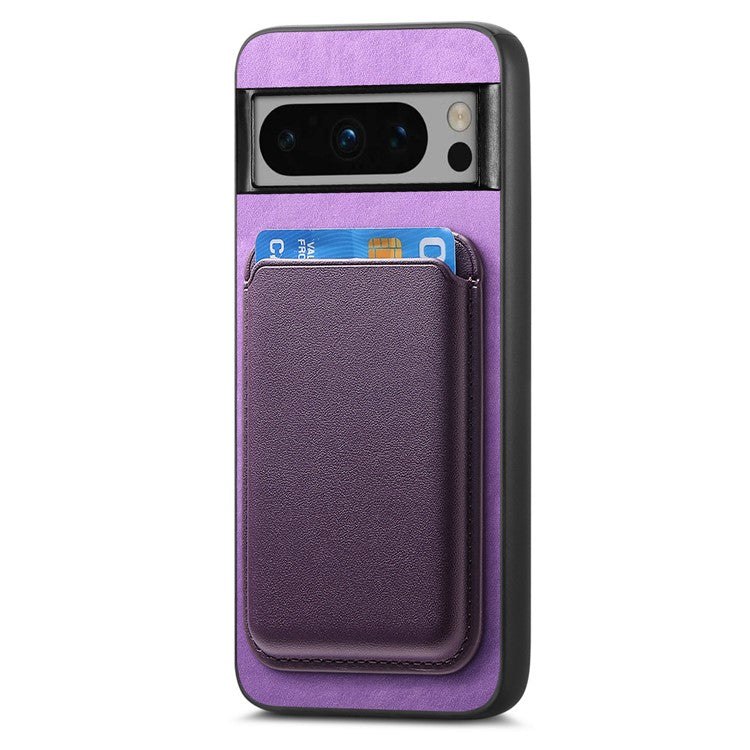 B2 For Google Pixel 8 Pro Case Card Bag Magnetic Phone Cover Detachable 2-in-1 - Purple