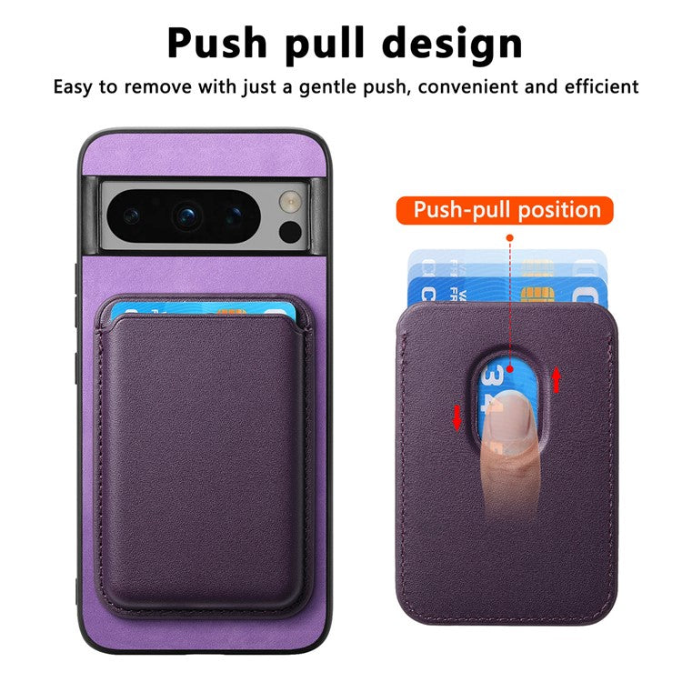 B2 For Google Pixel 8 Pro Case Card Bag Magnetic Phone Cover Detachable 2-in-1 - Purple