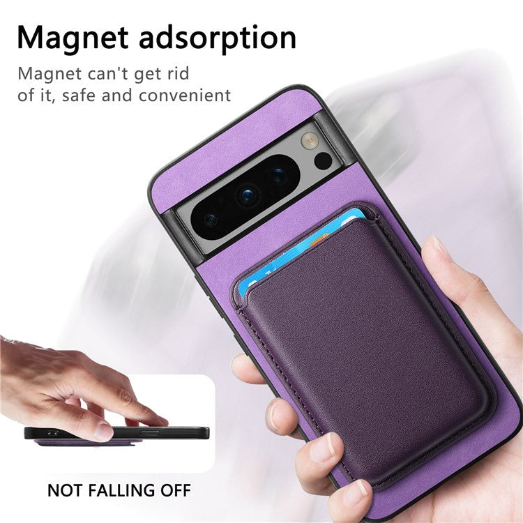 B2 For Google Pixel 8 Pro Case Card Bag Magnetic Phone Cover Detachable 2-in-1 - Purple