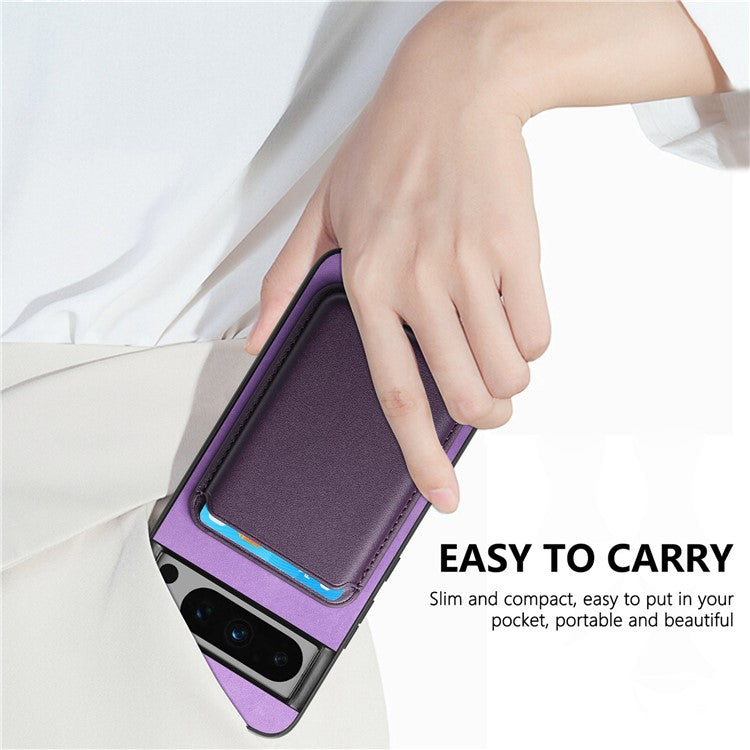 B2 For Google Pixel 8 Pro Case Card Bag Magnetic Phone Cover Detachable 2-in-1 - Purple