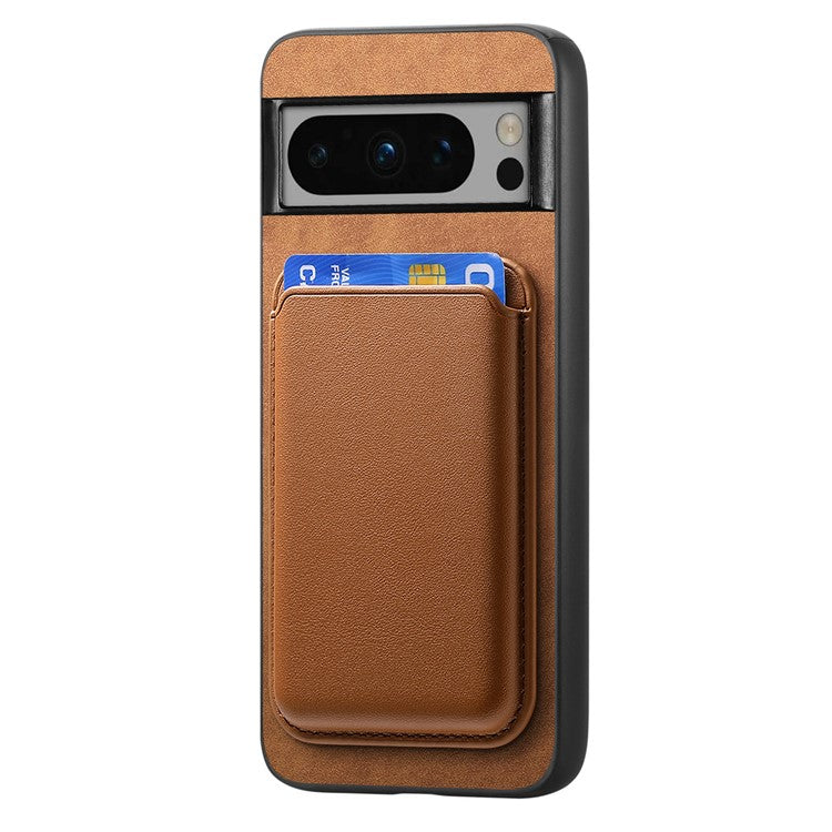 B2 For Google Pixel 8 Pro Case Card Bag Magnetic Phone Cover Detachable 2-in-1 - Brown