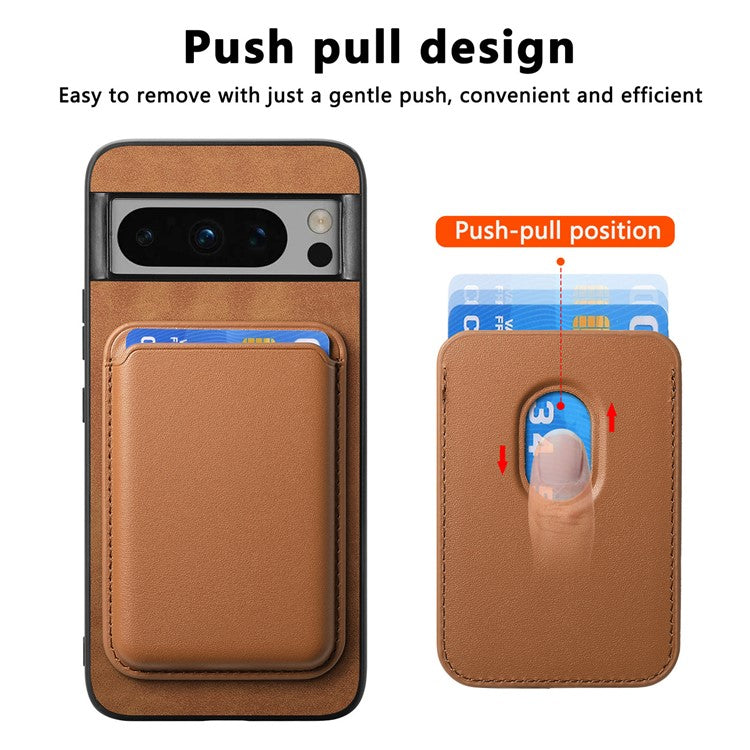 B2 For Google Pixel 8 Pro Case Card Bag Magnetic Phone Cover Detachable 2-in-1 - Brown