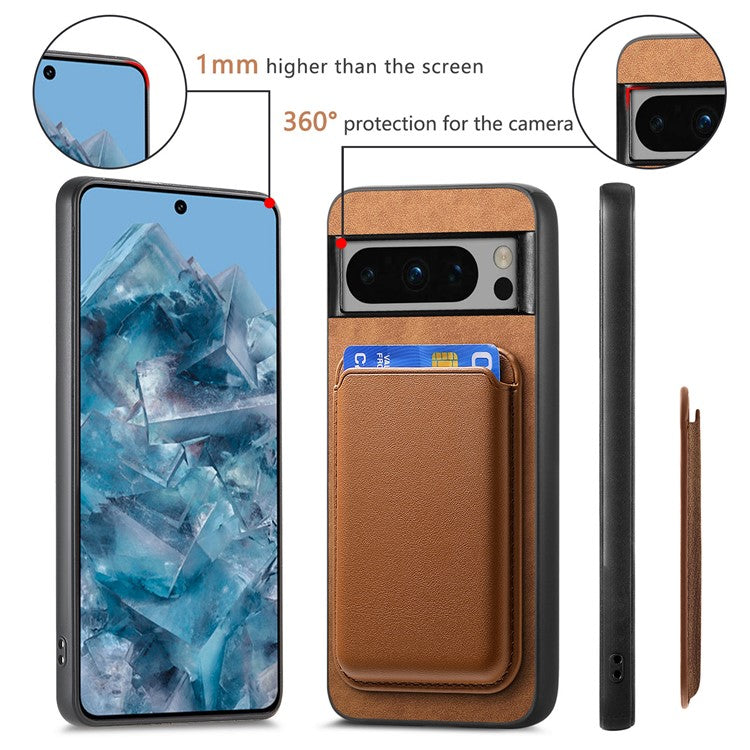B2 For Google Pixel 8 Pro Case Card Bag Magnetic Phone Cover Detachable 2-in-1 - Brown