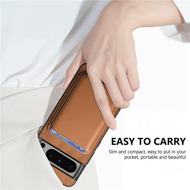 B2 For Google Pixel 8 Pro Case Card Bag Magnetic Phone Cover Detachable 2-in-1 - Brown