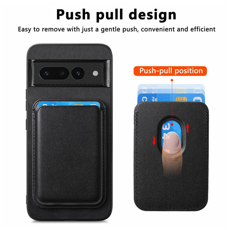 B2 For Google Pixel 7 Pro 5G Magnetic Case Card Holder PU Leather+TPU Phone Cover - Black