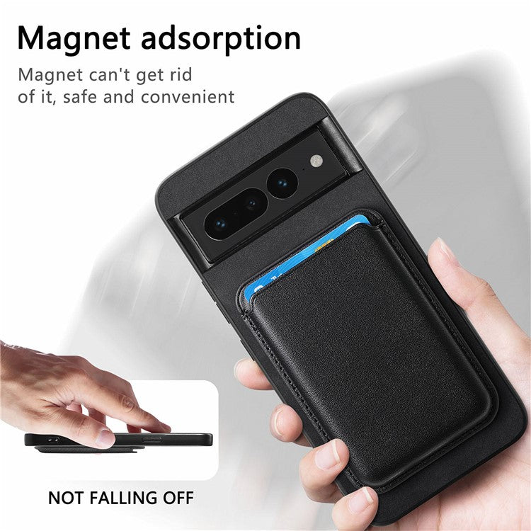 B2 For Google Pixel 7 Pro 5G Magnetic Case Card Holder PU Leather+TPU Phone Cover - Black
