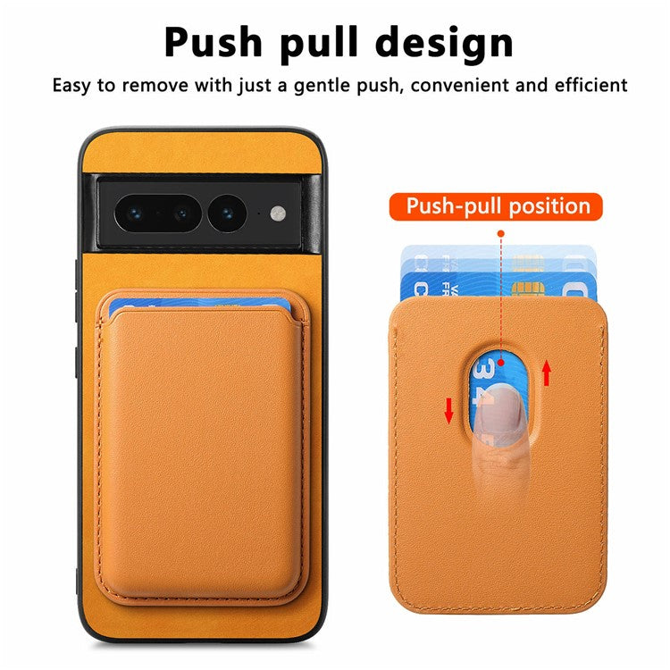 B2 For Google Pixel 7 Pro 5G Magnetic Case Card Holder PU Leather+TPU Phone Cover - Orange