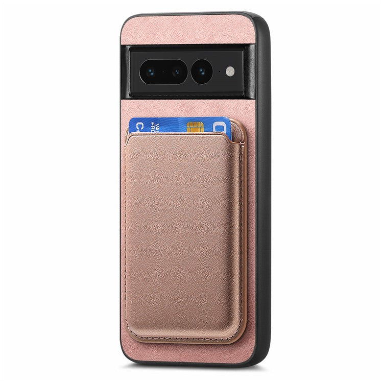 B2 For Google Pixel 7 Pro 5G Magnetic Case Card Holder PU Leather+TPU Phone Cover - Rose Gold
