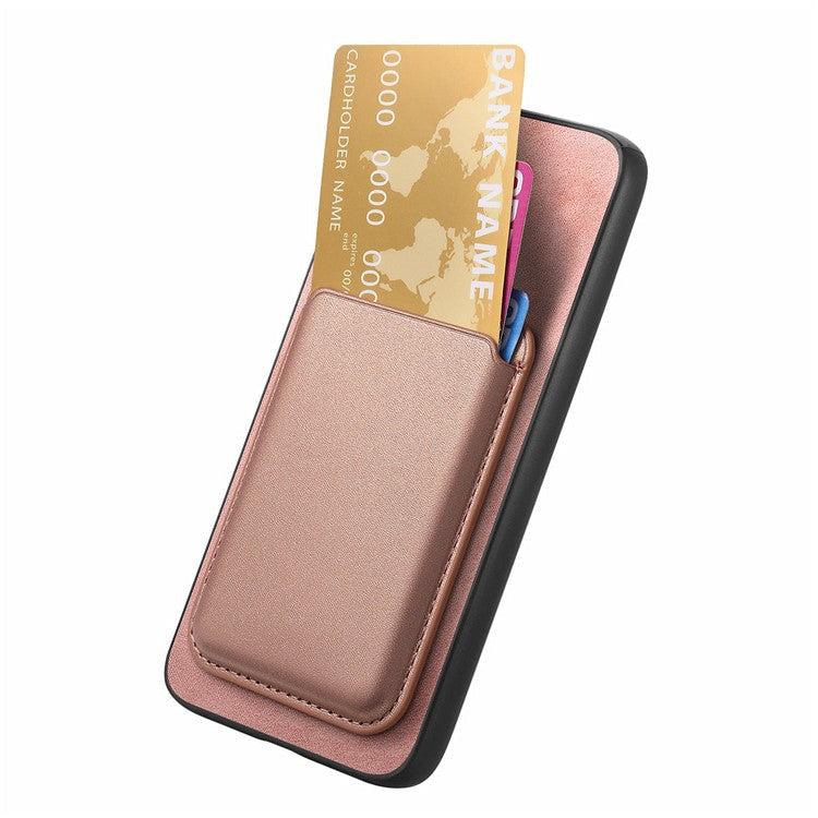 B2 For Google Pixel 7 Pro 5G Magnetic Case Card Holder PU Leather+TPU Phone Cover - Rose Gold