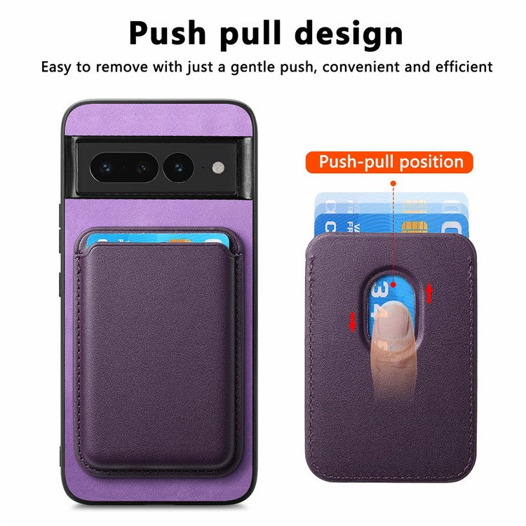 B2 For Google Pixel 7 Pro 5G Magnetic Case Card Holder PU Leather+TPU Phone Cover - Purple