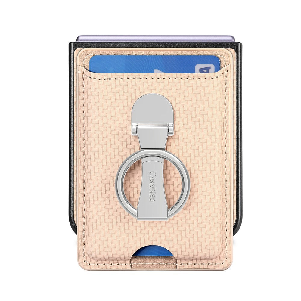 For Samsung Galaxy Z Flip7 FE 5G / Z Flip6 5G Case Kickstand Card Holder Leather+PC Phone Cover - Khaki