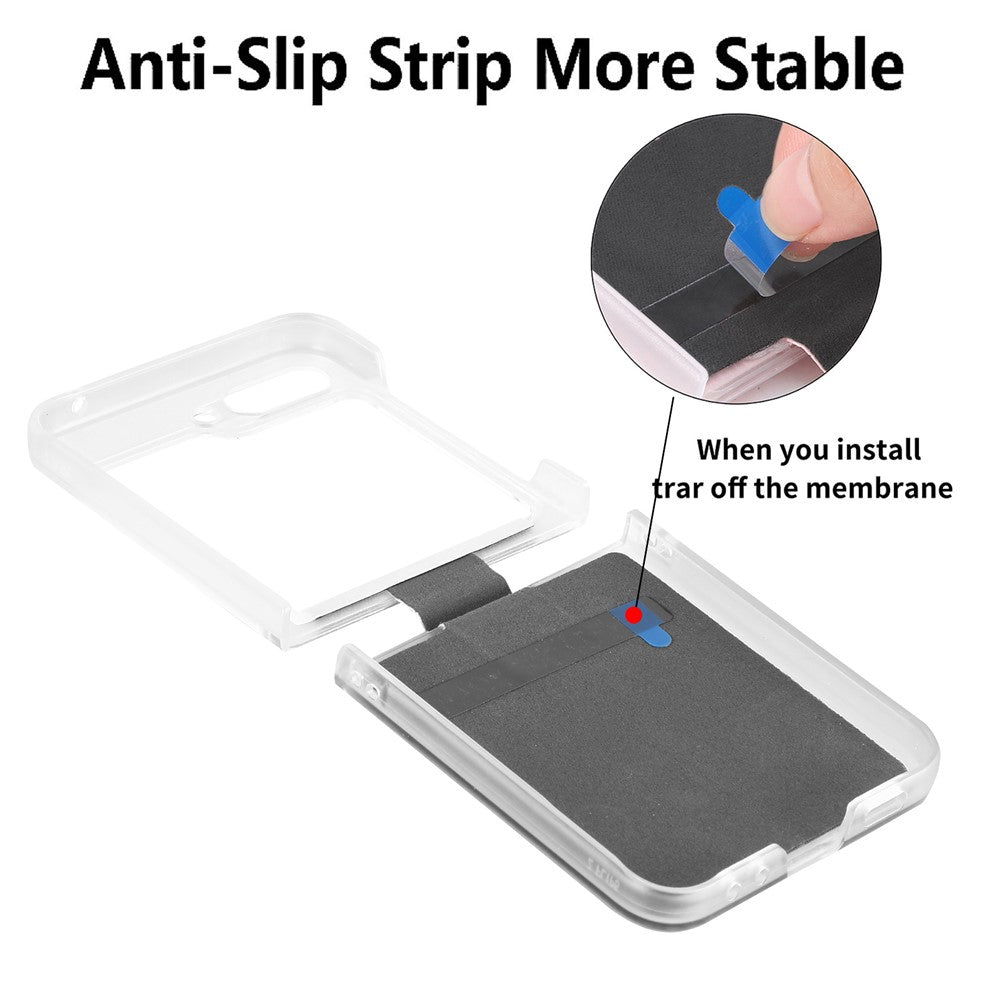 For Samsung Galaxy Z Flip7 FE 5G / Z Flip6 5G Case Leather+PC Glitter Phone Cover Rhinestone Ring Holder - Silver