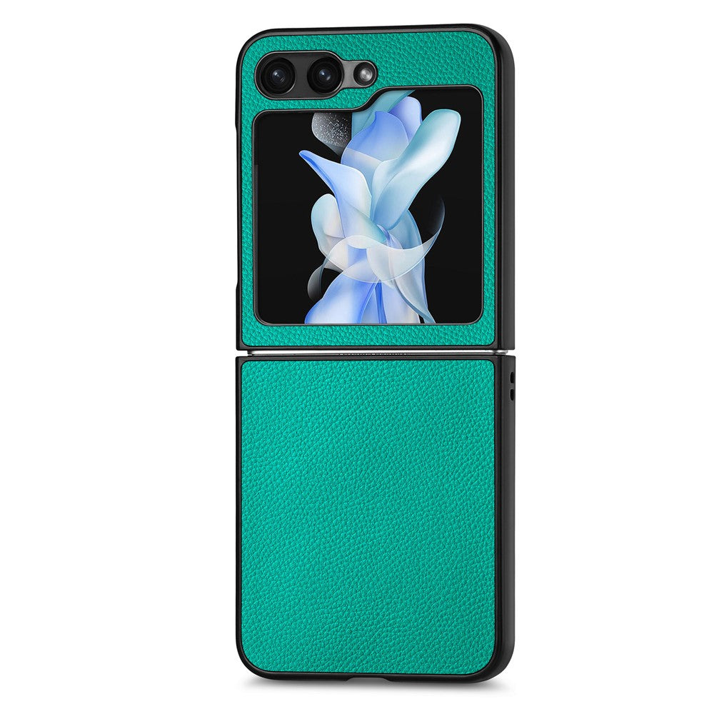 For Samsung Galaxy Z Flip7 FE 5G / Z Flip6 5G Case Litchi Texture PU Leather+PC Phone Cover - Green