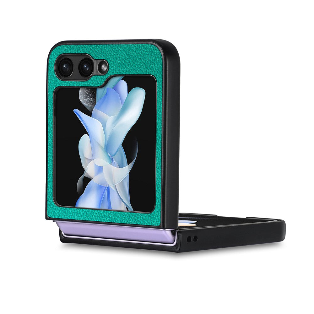 For Samsung Galaxy Z Flip7 FE 5G / Z Flip6 5G Case Litchi Texture PU Leather+PC Phone Cover - Green