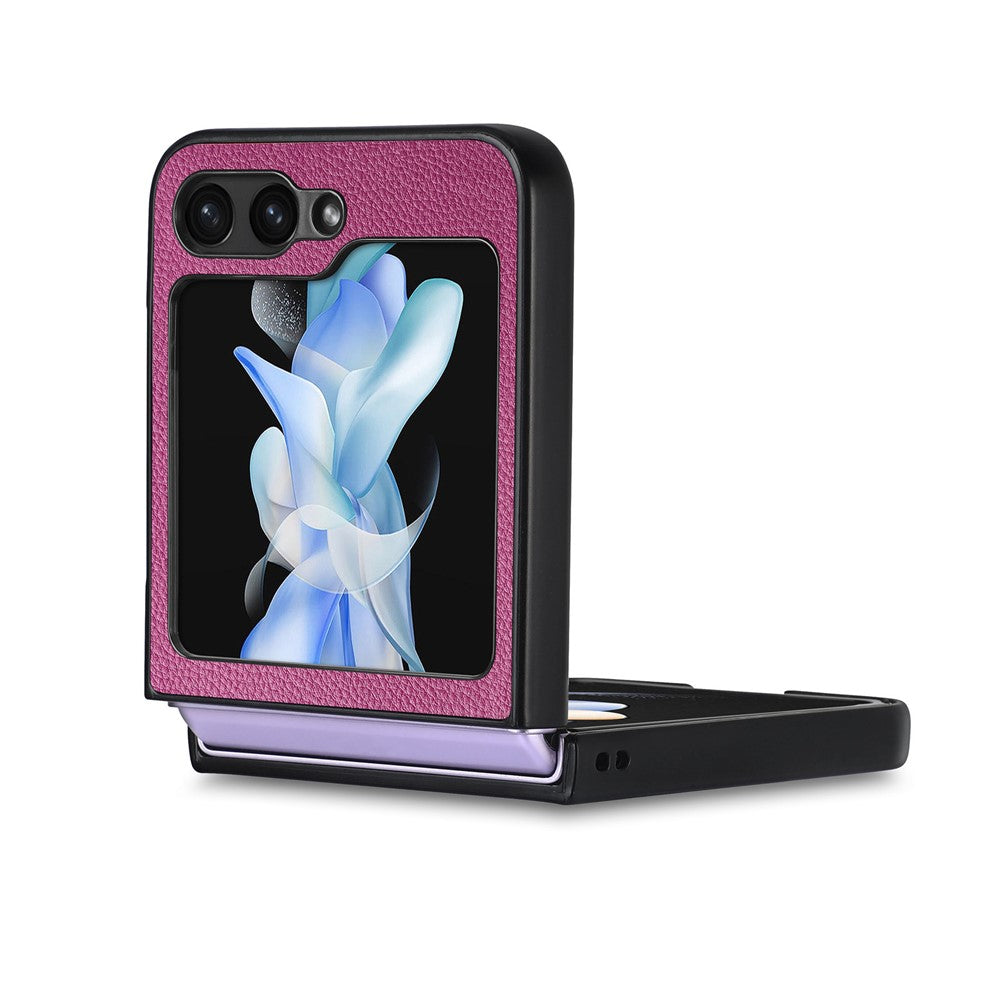 For Samsung Galaxy Z Flip7 FE 5G / Z Flip6 5G Case Litchi Texture PU Leather+PC Phone Cover - Purple