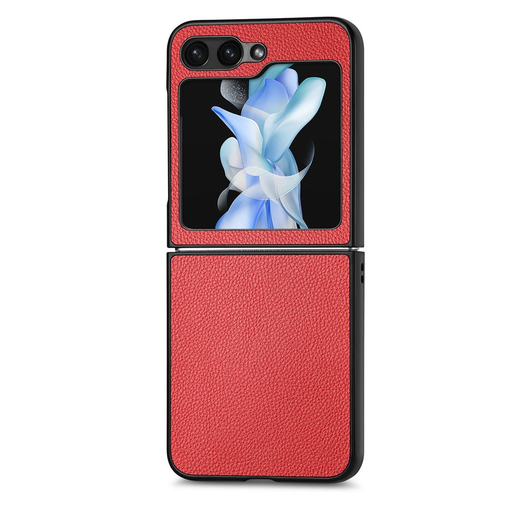 For Samsung Galaxy Z Flip7 FE 5G / Z Flip6 5G Case Litchi Texture PU Leather+PC Phone Cover - Red