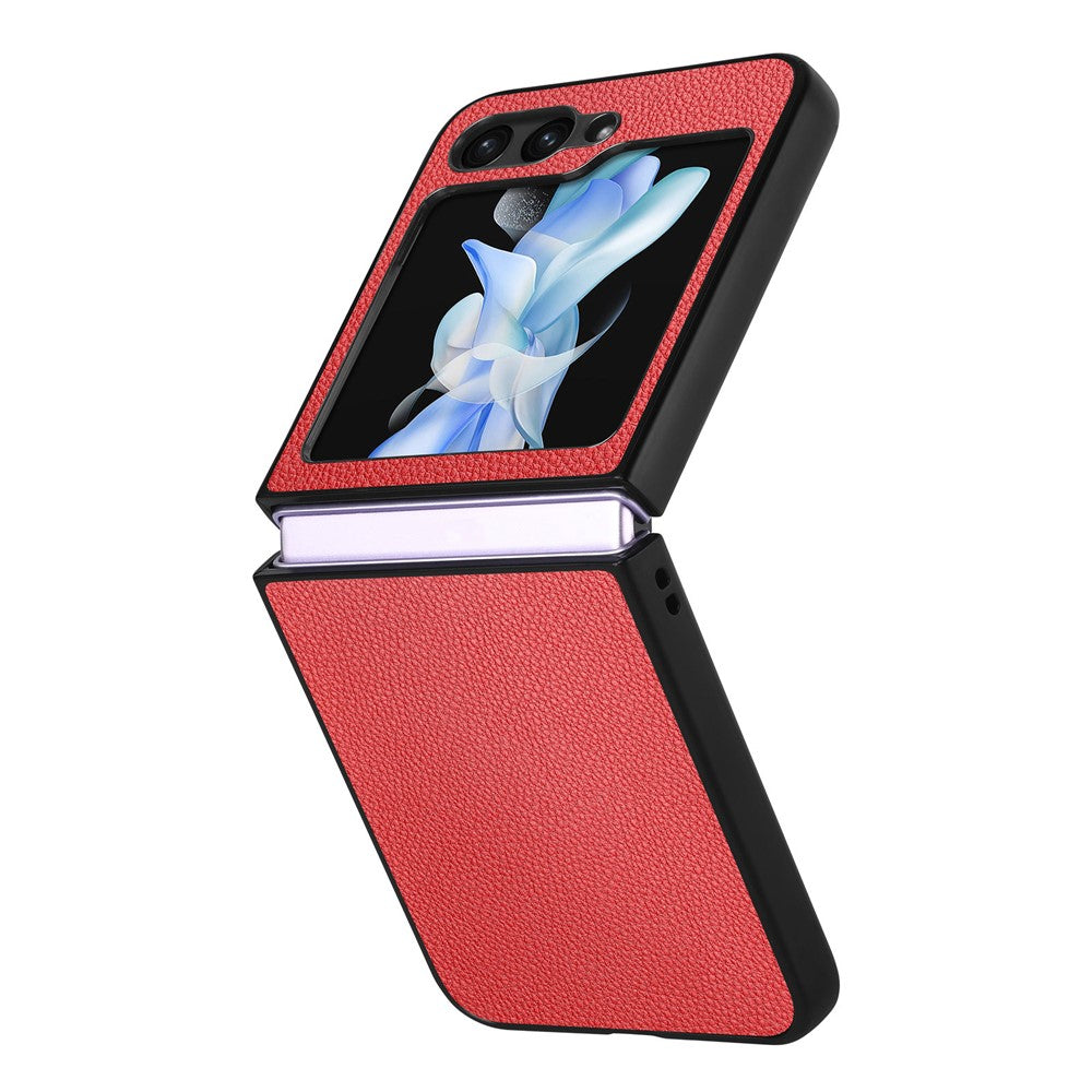 For Samsung Galaxy Z Flip7 FE 5G / Z Flip6 5G Case Litchi Texture PU Leather+PC Phone Cover - Red