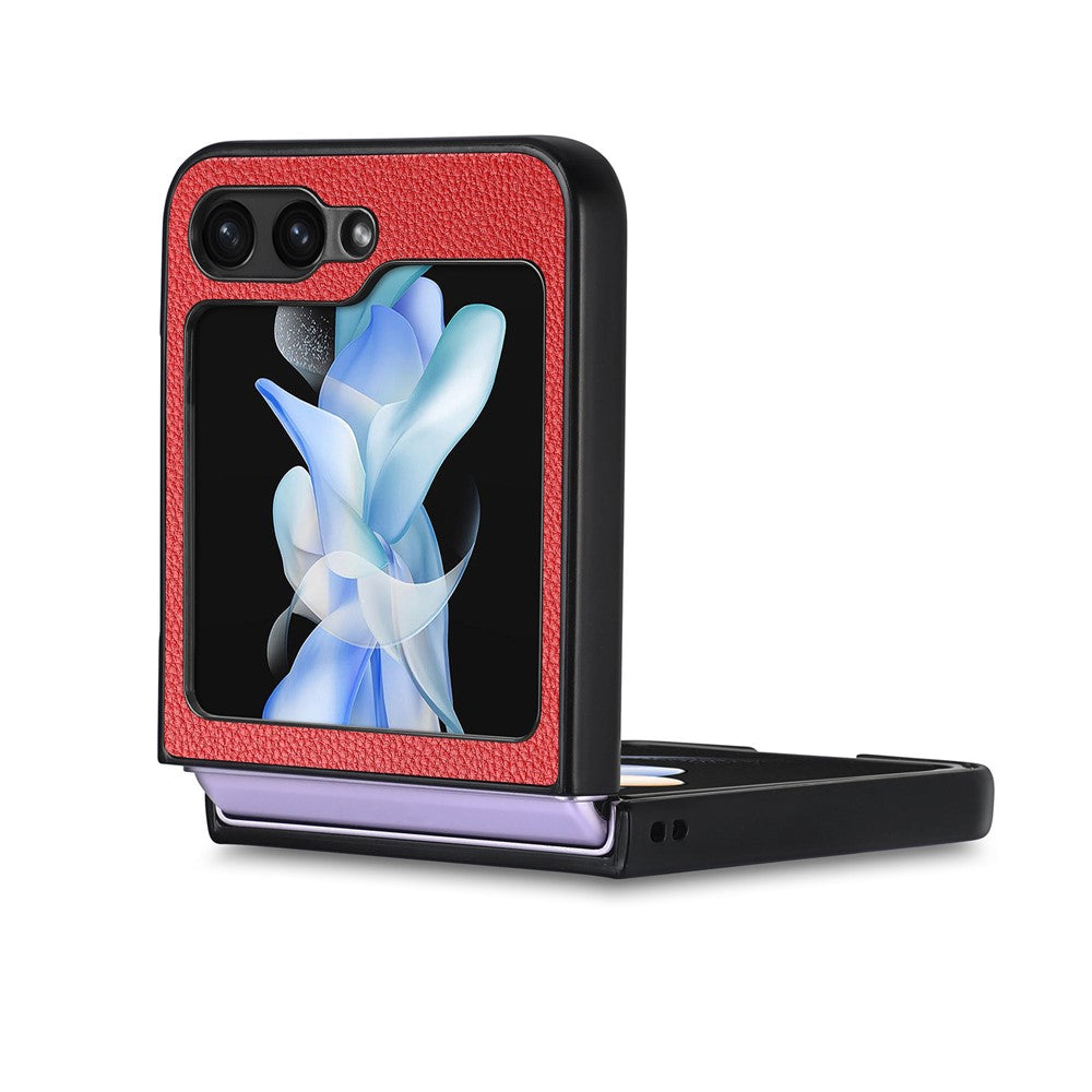 For Samsung Galaxy Z Flip7 FE 5G / Z Flip6 5G Case Litchi Texture PU Leather+PC Phone Cover - Red