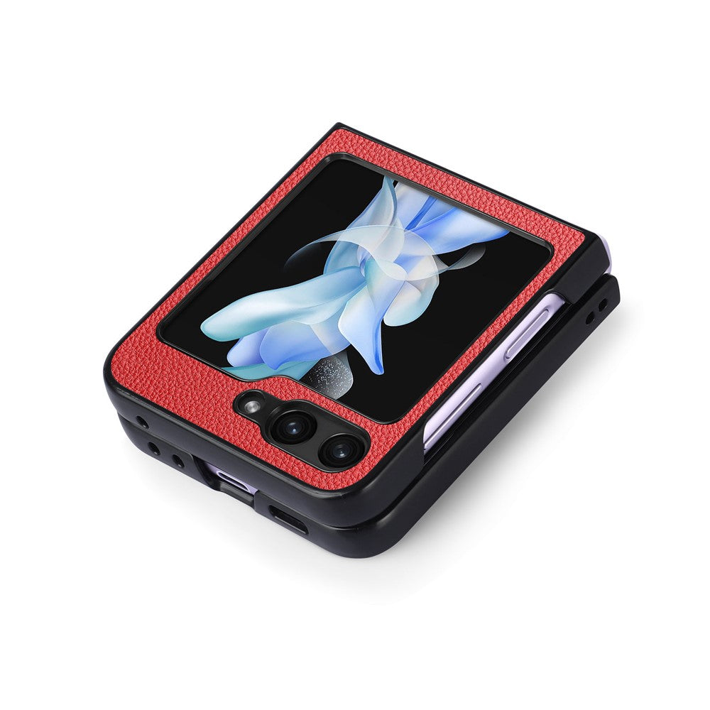 For Samsung Galaxy Z Flip7 FE 5G / Z Flip6 5G Case Litchi Texture PU Leather+PC Phone Cover - Red