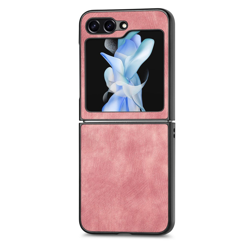 For Samsung Galaxy Z Flip7 FE 5G / Z Flip6 5G Case Vintage Leather+PC Slim Fit Phone Cover - Pink
