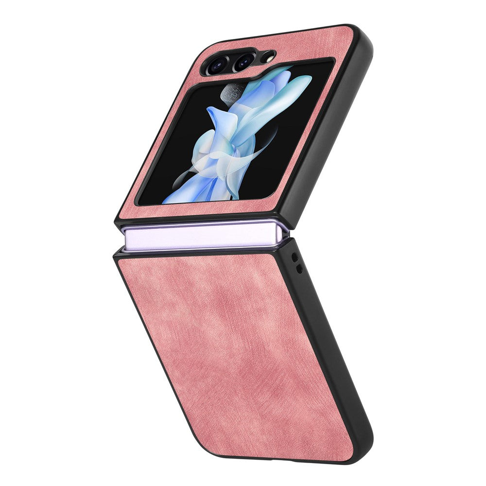 For Samsung Galaxy Z Flip7 FE 5G / Z Flip6 5G Case Vintage Leather+PC Slim Fit Phone Cover - Pink