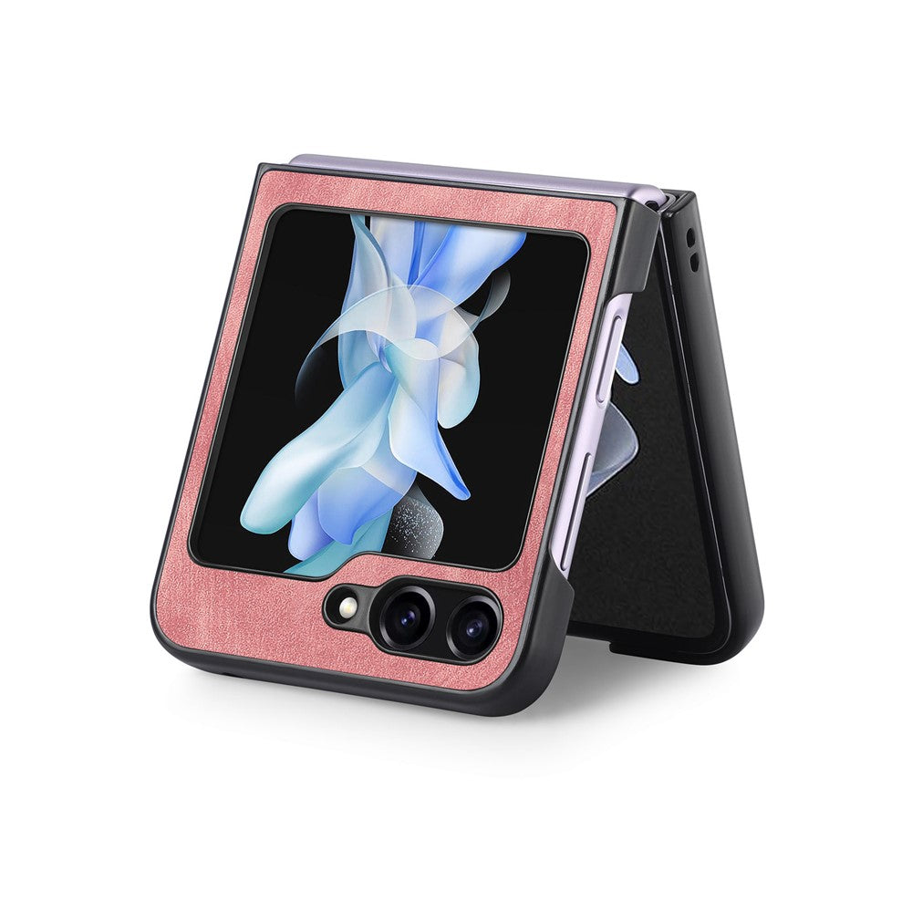 For Samsung Galaxy Z Flip7 FE 5G / Z Flip6 5G Case Vintage Leather+PC Slim Fit Phone Cover - Pink