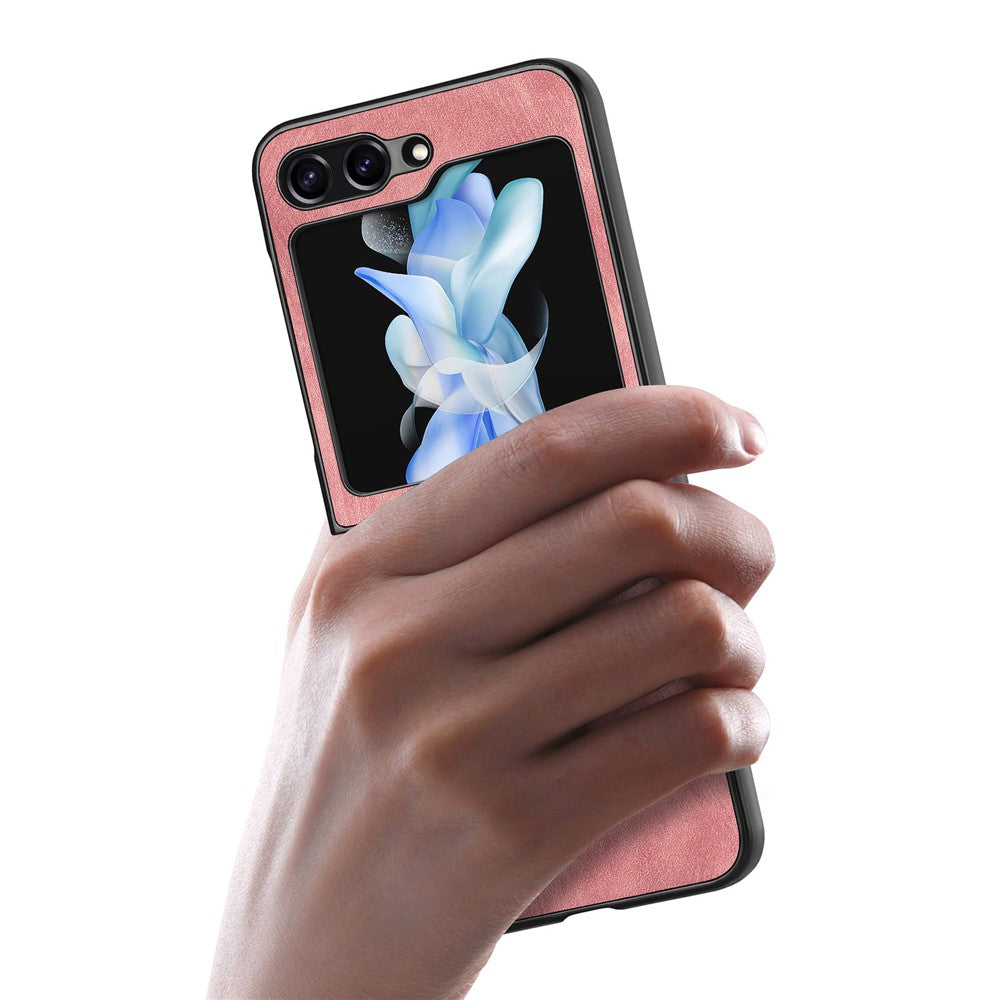 For Samsung Galaxy Z Flip7 FE 5G / Z Flip6 5G Case Vintage Leather+PC Slim Fit Phone Cover - Pink