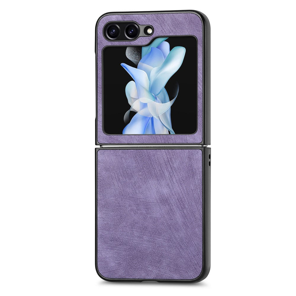 For Samsung Galaxy Z Flip7 FE 5G / Z Flip6 5G Case Vintage Leather+PC Slim Fit Phone Cover - Purple