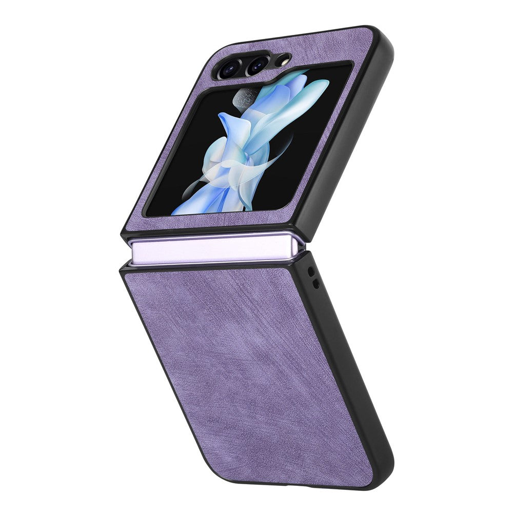 For Samsung Galaxy Z Flip7 FE 5G / Z Flip6 5G Case Vintage Leather+PC Slim Fit Phone Cover - Purple