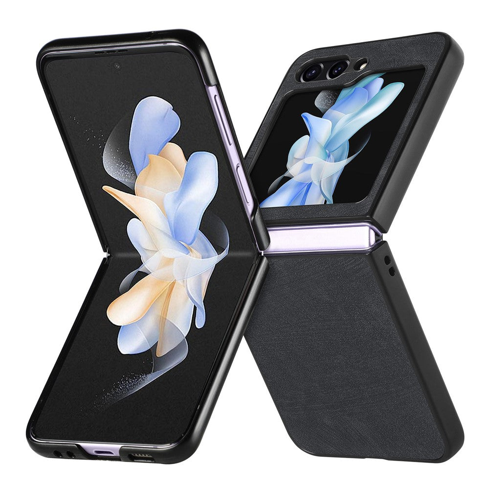 For Samsung Galaxy Z Flip7 FE 5G / Z Flip6 5G Case Vintage Leather+PC Slim Fit Phone Cover - Black