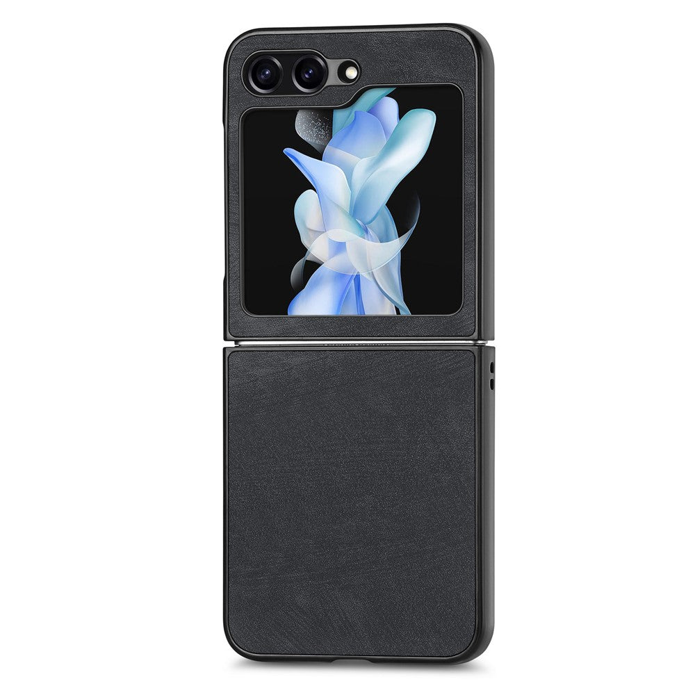 For Samsung Galaxy Z Flip7 FE 5G / Z Flip6 5G Case Vintage Leather+PC Slim Fit Phone Cover - Black