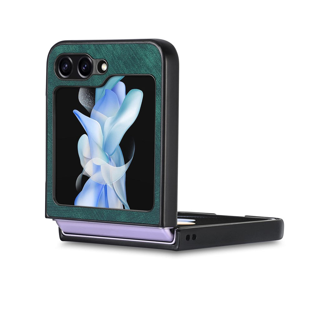 For Samsung Galaxy Z Flip7 FE 5G / Z Flip6 5G Case Vintage Leather+PC Slim Fit Phone Cover - Green