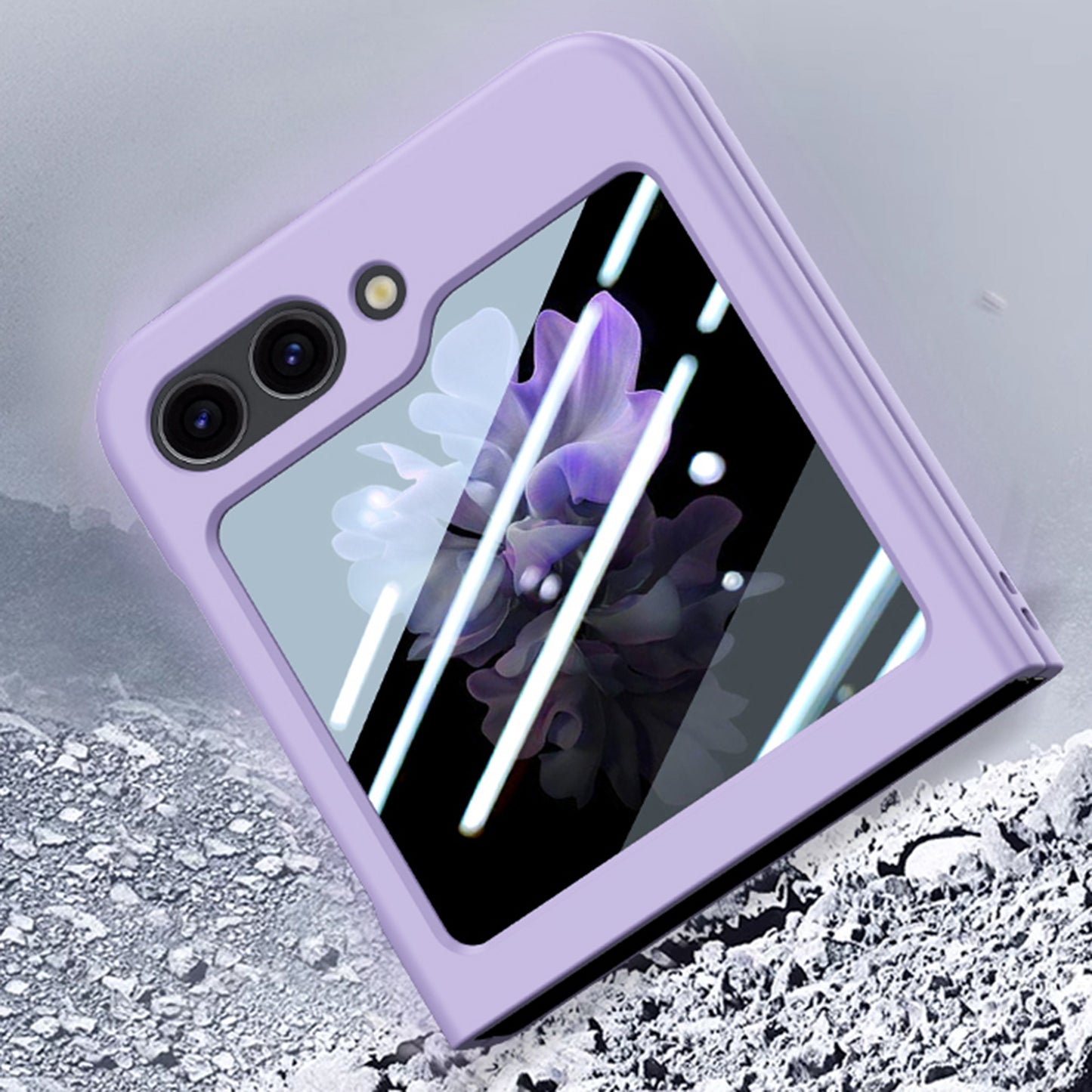 For Samsung Galaxy Z Flip6 5G Case Skin-touch PC Phone Cover with Rear Screen Protector - Black