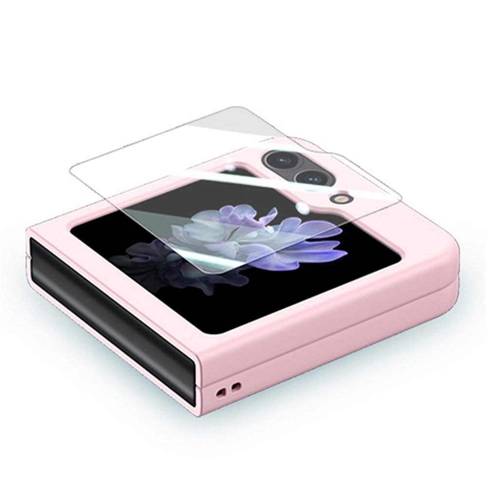 For Samsung Galaxy Z Flip7 FE 5G / Z Flip6 5G Case Skin-touch PC Phone Cover with Rear Screen Protector - Pink