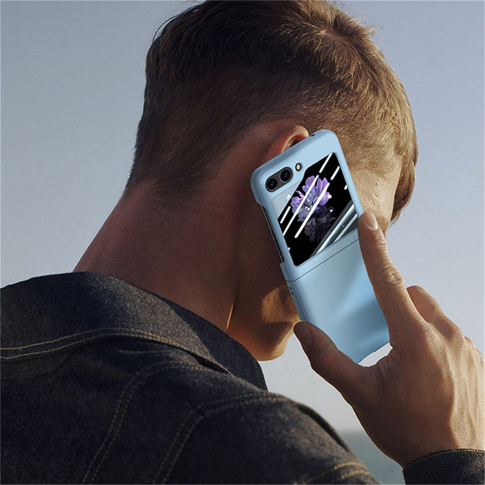 For Samsung Galaxy Z Flip7 FE 5G / Z Flip6 5G Case Skin-touch PC Phone Cover with Rear Screen Protector - Baby Blue