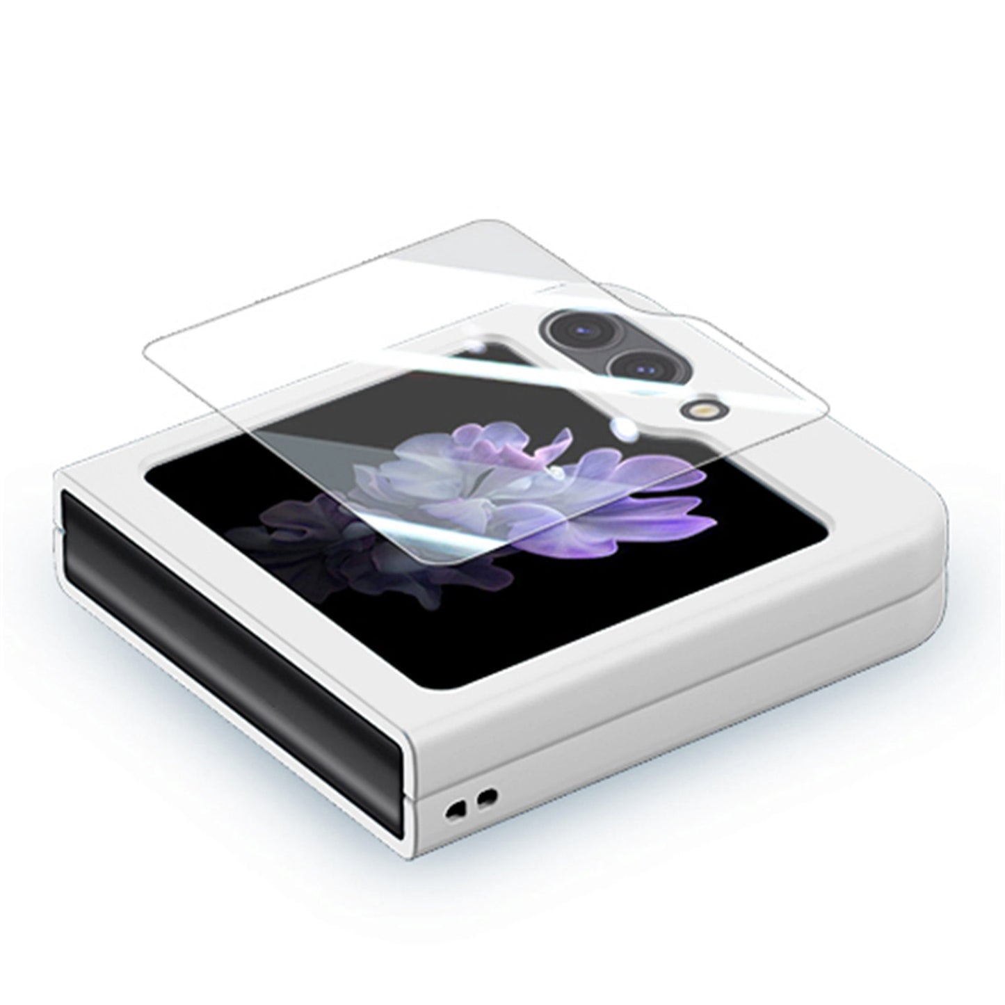 For Samsung Galaxy Z Flip6 5G Case Skin-touch PC Phone Cover with Rear Screen Protector - White