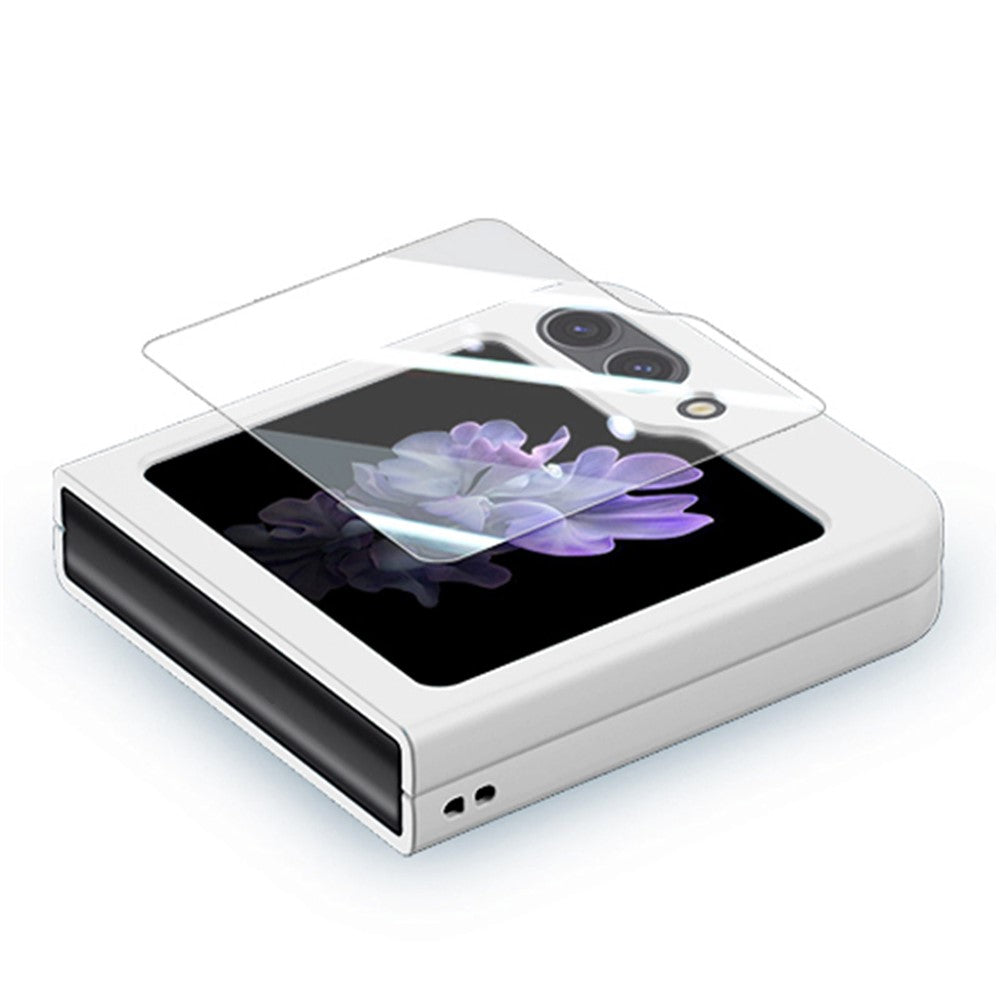 For Samsung Galaxy Z Flip7 FE 5G / Z Flip6 5G Case Skin-touch PC Phone Cover with Rear Screen Protector - White