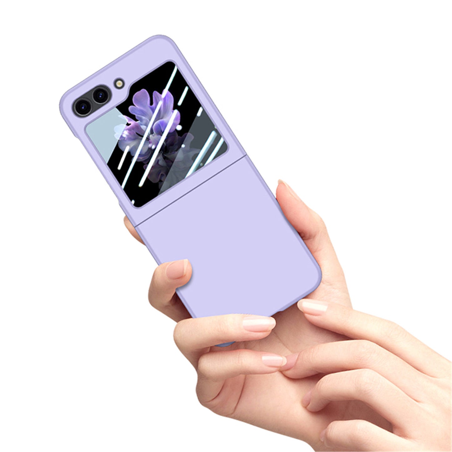 For Samsung Galaxy Z Flip6 5G Case Skin-touch PC Phone Cover with Rear Screen Protector - White