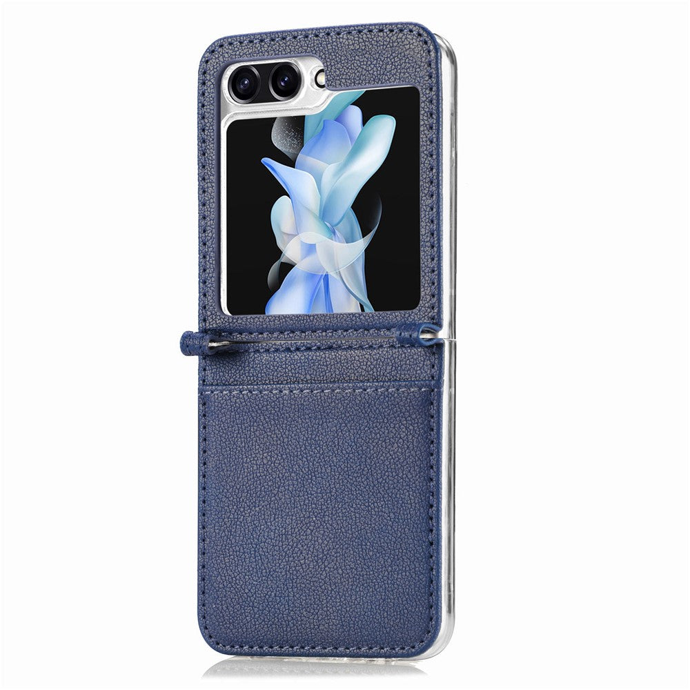 For Samsung Galaxy Z Flip7 FE 5G / Z Flip6 5G Case Card Slot Leather+PC Phone Cover - Blue