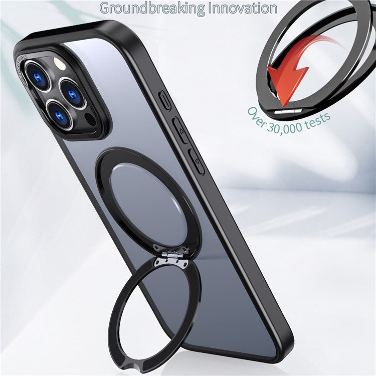 For iPhone 16 Pro Case TPU+Acrylic Kickstand Phone Cover Compatible with MagSafe - Black