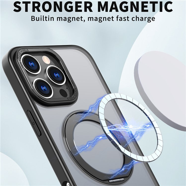 For iPhone 16 Pro Case TPU+Acrylic Kickstand Phone Cover Compatible with MagSafe - Black