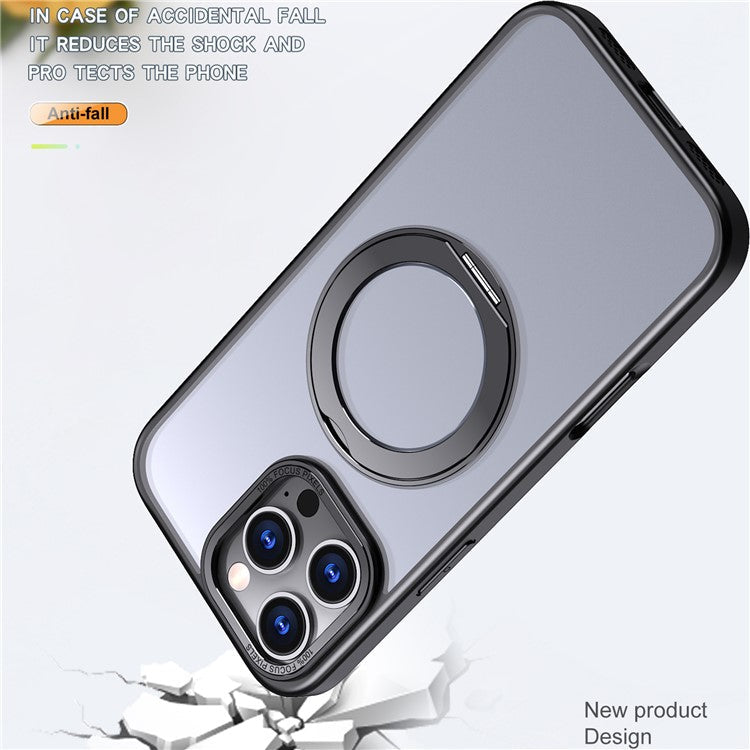 For iPhone 16 Pro Case TPU+Acrylic Kickstand Phone Cover Compatible with MagSafe - Black