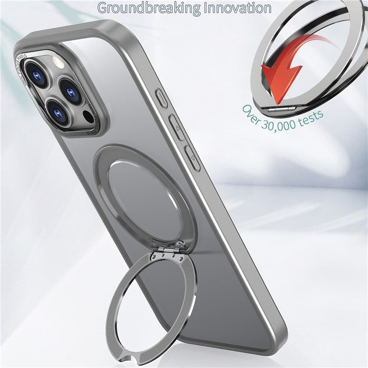 For iPhone 16 Pro Case TPU+Acrylic Kickstand Phone Cover Compatible with MagSafe - Titanium Grey