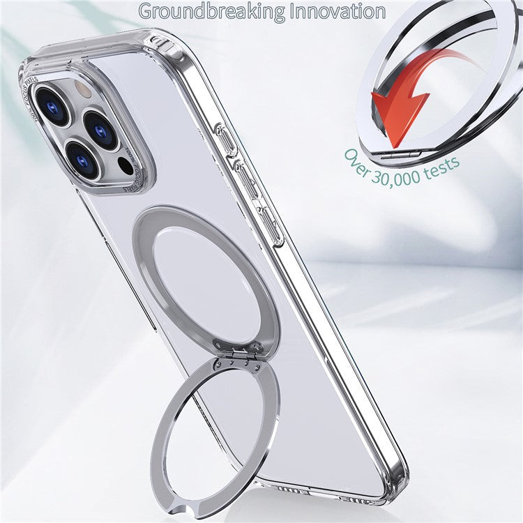For iPhone 16 Pro Case TPU+Acrylic Kickstand Phone Cover Compatible with MagSafe - Transparent