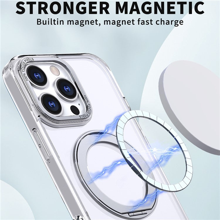 For iPhone 16 Pro Case TPU+Acrylic Kickstand Phone Cover Compatible with MagSafe - Transparent