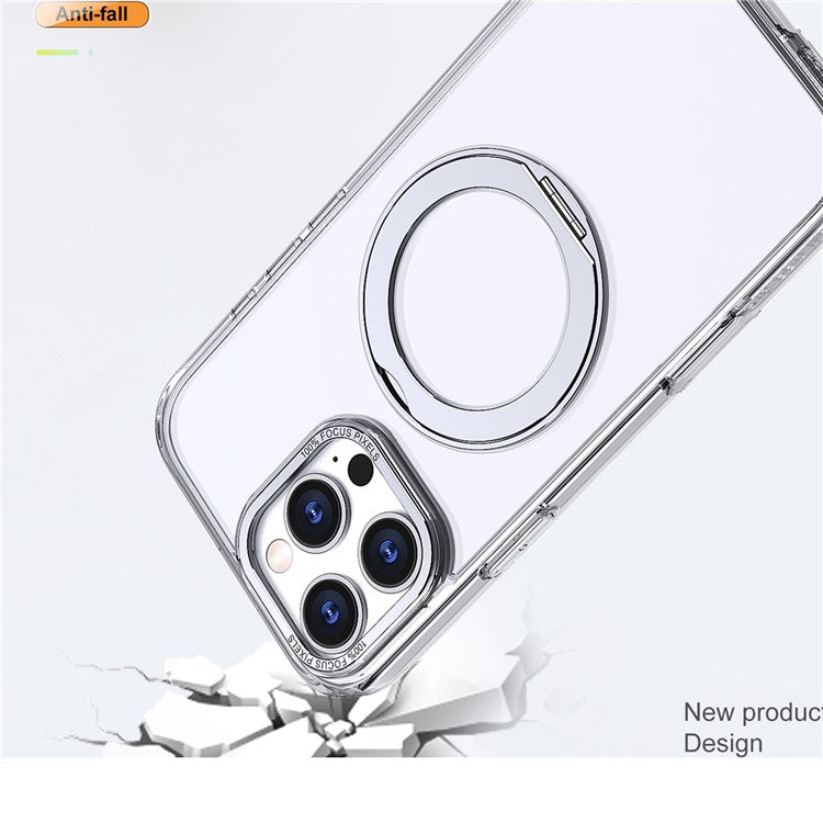 For iPhone 16 Pro Case TPU+Acrylic Kickstand Phone Cover Compatible with MagSafe - Transparent