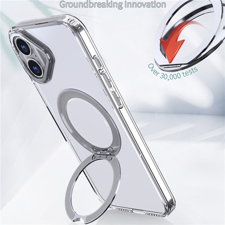 For iPhone 16 Plus Case Compatible with MagSafe TPU+Acrylic Kickstand Phone Cover - Transparent
